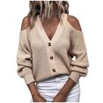 thumbnail image 1 of Viikei Cardigan Sweaters for Women Plus Size Fashion Women Winter Solid Sleeve Button V-Neck Casual Sweater Tops, 1 of 3