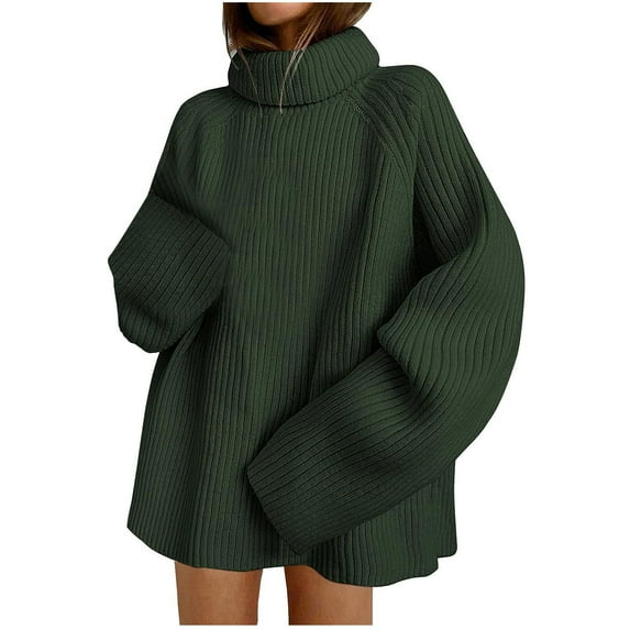 Viikei Cardigan Sweaters for Women Plus Size Women's Casual Loose Fitting Long Sleeved Knitted Pullover High Neck Sweater