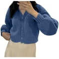 thumbnail image 1 of Viikei Cardigan Sweaters for Women Plus Size Women's Fashion Button Keep Warm Long Sleeve Solid V-Neck Short Sweater, 1 of 3
