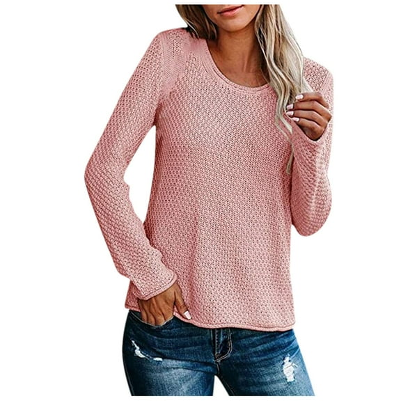 Viikei Cardigan Sweaters for Women Plus Size Women's Round- Neck Recreational Pullover Knitting Sweater Long Sleeve Tops