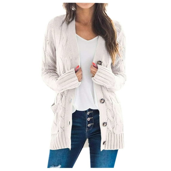 Viikei Cardigans for Women Plus Sizes Womens Boho Patchwork Cardigan Long Sleeve Open Front Knit Sweaters Coat Pockets