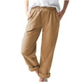 thumbnail image 1 of Viikei Cargo Pants Women Linen Pants Women Summer Wide Leg Pants for Women Women Casual Solid Color Pockets Elastic Waist Comfortable Straight Pants, 1 of 5