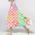 thumbnail image 1 of Viikei Casual Skirt with Front Slit,Women's Casual Flowers Printed A-line Elastic Waist Skirt Pink L, 1 of 6