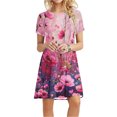 thumbnail image 1 of Viikei Casual T-Shirt Short Sleeve Dress,Women's Short Sleeved Dress with Floral Print Round Neck Dress Multicolor M, 1 of 5