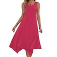 thumbnail image 1 of Viikei Casual Tiered Short Sleeve Dress,Womens Dresses Sleeveless Round Neck Drawstring Casual Ruffle A-Line Mini Dress Hot Pink XL, 1 of 8
