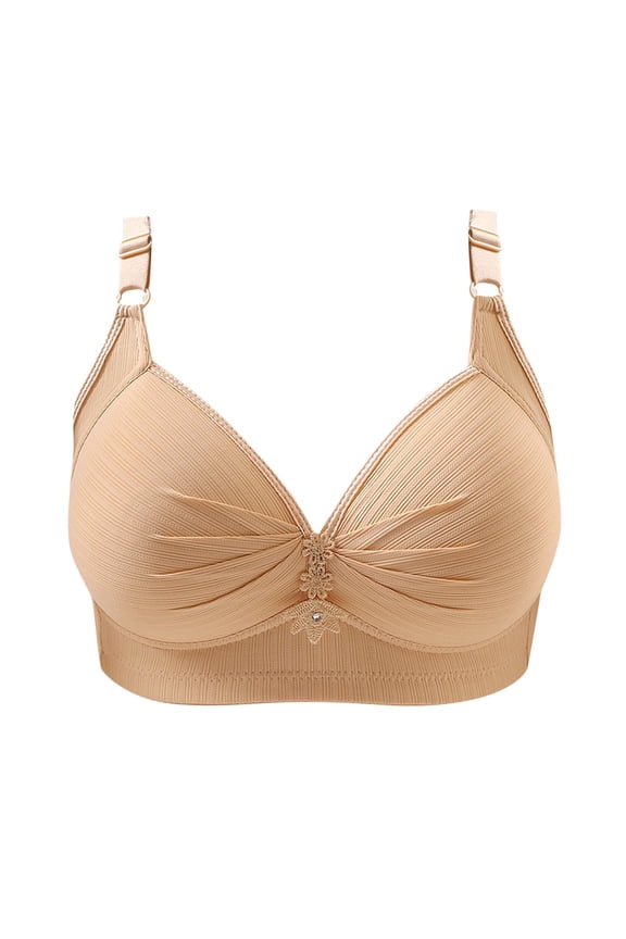 Woman's Printing Gathered Together Large Size Daily Bra Underwear No Rims