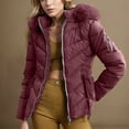 thumbnail image 1 of Viikei Coats for Women,Jackets for Women Winter,Ladies' Casual Loose Color Blocked Fashionable Round Neck Long Sleeved Loose Coats Hooded Jackets Wine XL, 1 of 9