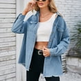 thumbnail image 1 of Viikei Coats for Women Clearance,Women's Fashion Color Lapel Look Slimmer Sleeve Denim Jacket Light Blue S, 1 of 8