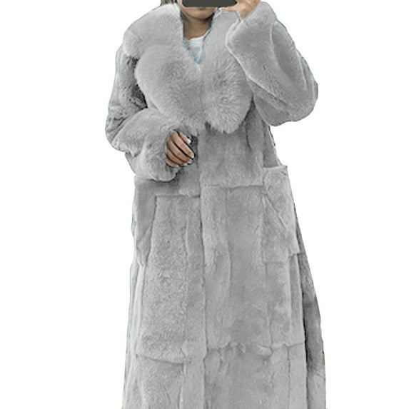 Viikei Coats for Women Plus Size Faux Coats Women Long Solid Warm and Fashion Luxury Faux s Coat Outerwear Jackets