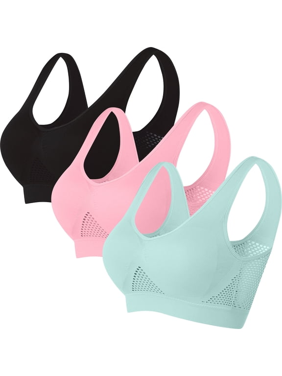 Comfortable Breathable Sports Bra for Women,Women Seamless Sports Bra Wirefree Yoga Bra with Removable Pads Multicolor M