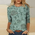 thumbnail image 1 of Viikei Comfy Women's Round Neck 3/4 Sleeve Top,Ladies' Fashion Printed Round Neck Three Quarter Sleeve 3/4 Sleeve T-shirt Loose Green XL, 1 of 5