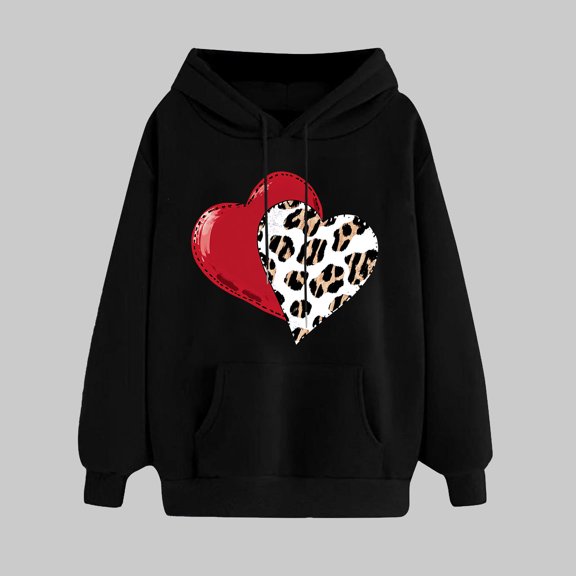 Viikei Crewneck Sweatshirts for Women,Women's Print Winter Hoodie Pullover Tops Long Sleeved Comfortable Sweatshirt Black S