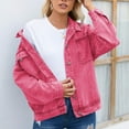 thumbnail image 1 of Viikei Denim Coats & Jackets,Women's Fashion Color Lapel Look Slimmer Sleeve Denim Jacket Pink S, 1 of 7