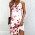 thumbnail image 1 of Viikei Dresses for Women Summer Casual Boho Dress,Flowy Chiffon Short Sleeve Dress,2025 New Women's Printed V-neck Chest Button Sleeveless Dress Pink S, 1 of 4