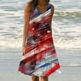 thumbnail image 1 of Viikei Dresses for Women Summer Casual Boho Dress,Womens Fashion Holiday Summer Casual Printing Sleeveless Party Beach Loose Dress Red M, 1 of 5