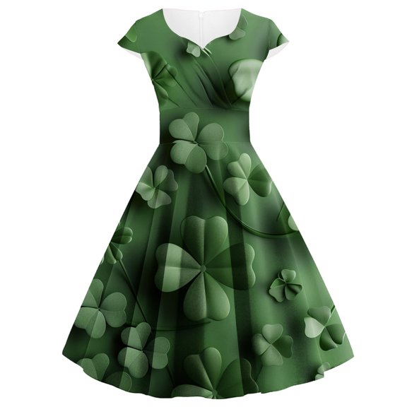 Viikei Dresses for Women,Women's Printed Short Sleeve Dress,Ladies' Style Slim Printed Short Sleeved Round Neck Dress Multicolor M