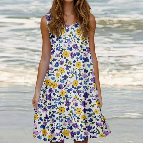 Viikei Elegant Lace Short Sleeve Dress,Women's Fashion Holiday Summer Solid Color Sleeveless Party Beach Dress Yellow XXL