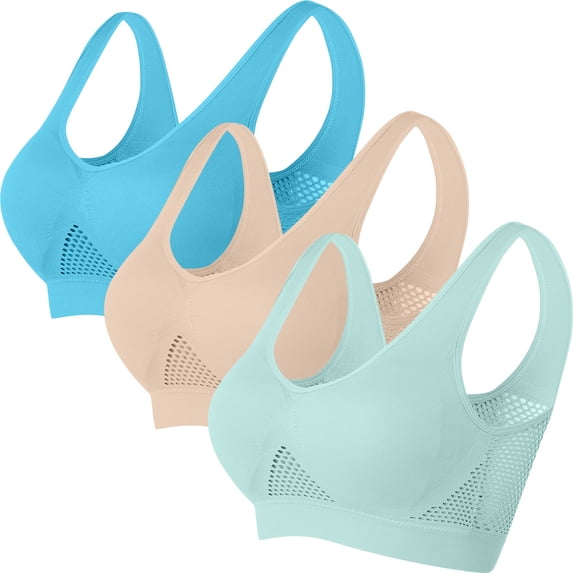 Viikei Everyday Comfort Women's Bra with Non-Wired Design,Women Seamless Sports Bra Wirefree Yoga Bra with Removable Pads Multicolor L