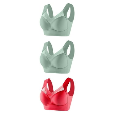 Viikei Everyday Wear Women's Bra with Wide Band,Women's Underwear Thin Lace Solid Color Push-up Adjustment Bra Red XL