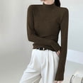 thumbnail image 1 of Viikei Fall Round Neck Tops for Women,Women's New Solid Color Long Sleeve Pullover Half High Neck Casual Base Shirt Green L, 1 of 3