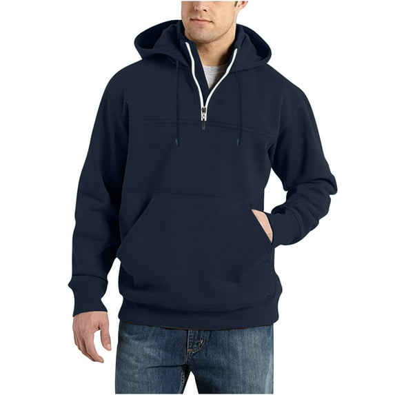 Viikei Hoodies for Men Sweatshirts for Men Men's Half Zipper Pullover Long-sleeved Top Hooded Sweatshirts Long Sleeve Stand-up Collar Blouse & Shirt