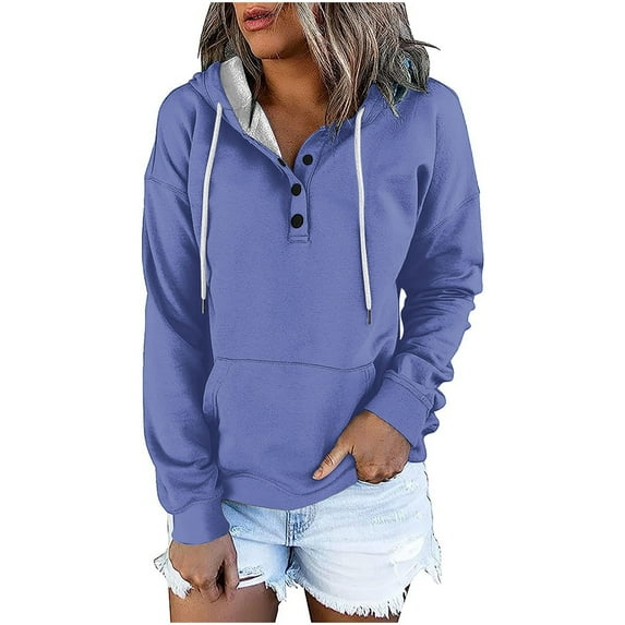 Viikei Hoodies for Women Plus Size Sweatshirt for Women Fashion Women Casual Pure Color Long Sleeve Hooded Loose T-Shirt Blouse Pullover Tops