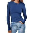 thumbnail image 1 of Viikei Hoodies for Women Plus Size on clearance,Women's Casual Round Neck Long Sleeve Solid T-shirt Tops Blouse Dark Blue S, 1 of 6