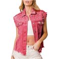 thumbnail image 1 of Viikei Jean Jacket for Women Plus Size Jean Jacket for Women Clearance Women Spring and Solid Sleeveless Denim Jacket Outerwear, 1 of 1