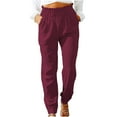 thumbnail image 1 of Viikei Joggers for Womens Stylish Plus Size Loose Fit Leisure Long Solid Color Pants for Spring Summer Fashion Women Summer Casual Loose Cotton and Linen Pocket Solid Trousers Pants, 1 of 7