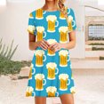 thumbnail image 1 of Viikei Lightweight Linen Short Sleeve Dress,Women's Short Sleeved Dress with Floral Print Round Neck Dress Blue S, 1 of 5
