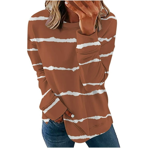 Viikei Long Sleeve T Shirts for Women Clearance under 8$ Long Sleeve Shirts for Women Plus Size Women Long Sleeves Casual Shirts Printing Round Neck Sweatshirt Pullover Loose Tunic Tops