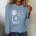 thumbnail image 1 of Viikei Long Sleeve Tops for Women Dressy,Fashionable Women's Printed Round Neck Pullover Long Sleeved Casual Top Light Blue XXL, 1 of 4