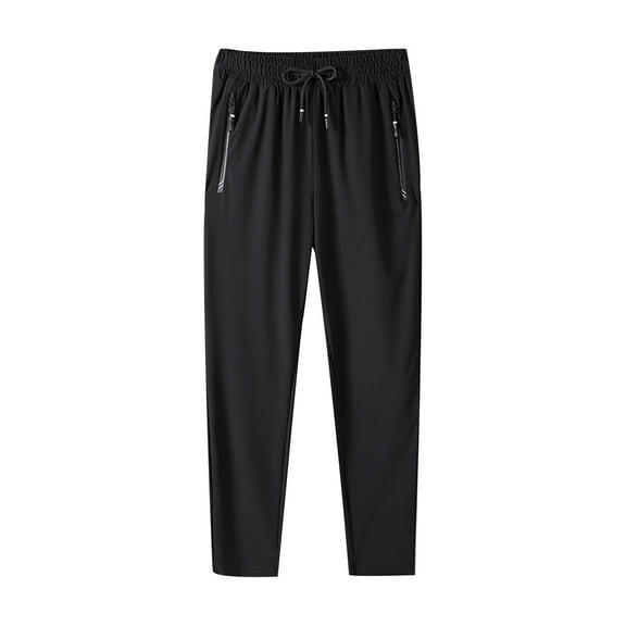 Viikei Men's 100% Cotton Relaxed Fit Pants,Joggers for Men Big and Tall,Men's Casual Daily Outdoor Beach Lightweight Breathable Pants Black XXXXXXXXL