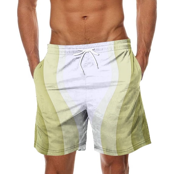 Viikei Men's Cargo Shorts-Functional Multi-Pocket Design,Men Fashion Printed Elastic Waistband Drawstring Pocket Beach Pants Yellow XXXL