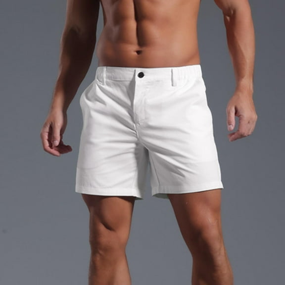 Viikei Men's Jogger Shorts-Elastic Cuff Casual Style,Men Casual Fashion Solid Shorts with Pocket Elastic Waist Shoort Pants White XXL
