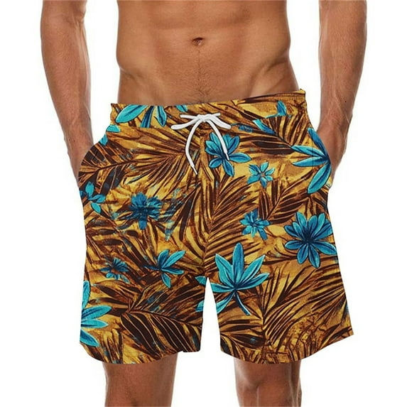 Viikei Men's Relaxed Fit Chino Shorts,Men Casual Fashion Print Shorts with Pockets Elastic Waist Beach Pants Multicolor S