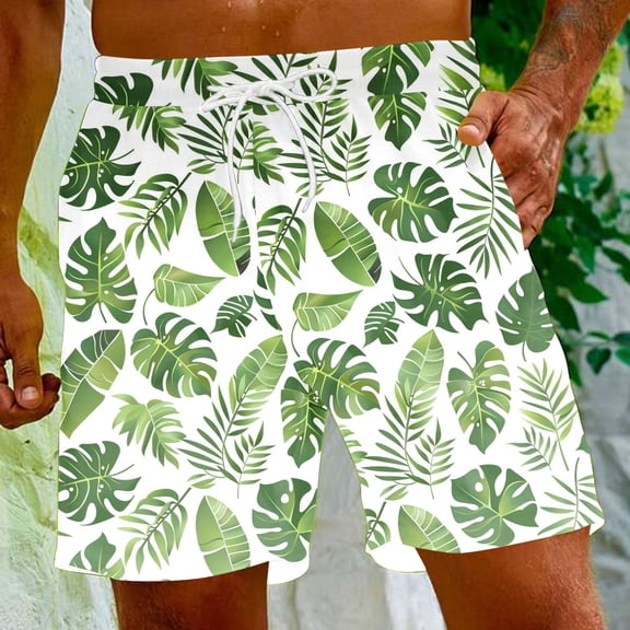 Viikei Men's Shorts Clearance Summer,Men's Special Print Beach Casual Trouser Shorts Pants Green XXL