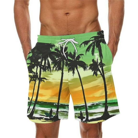 Viikei Men's Shorts for Casual Outfits and Events,Men Casual Fashion Print Shorts with Pockets Elastic Waist Beach Pants Multicolor L