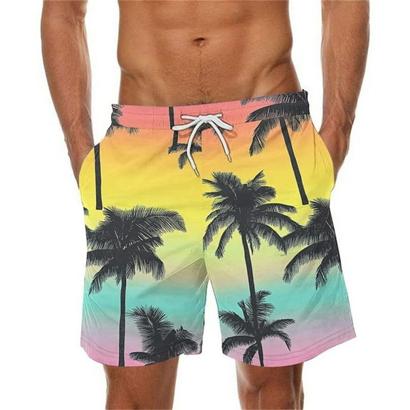 Viikei Men's Shorts for Casual Outfits and Events,Men Casual Fashion Print Shorts with Pockets Elastic Waist Beach Pants Multicolor XXL