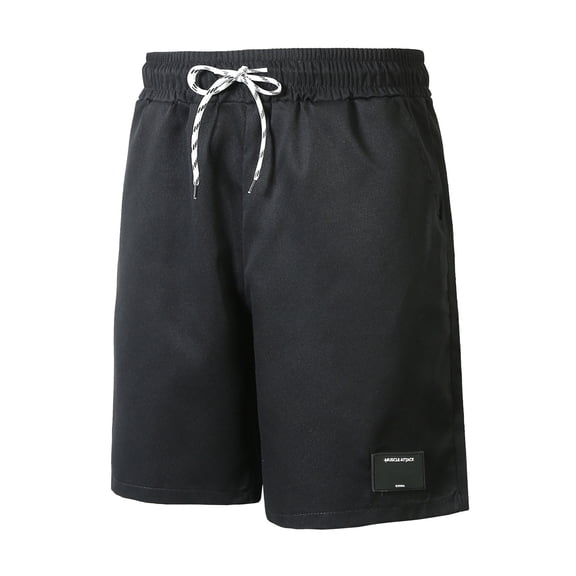 Viikei Men's Shorts for Travel and Vacation,Men's Casual Solid Color Casual Drawstring Pockets Elastic Sports Shorts Black XXL