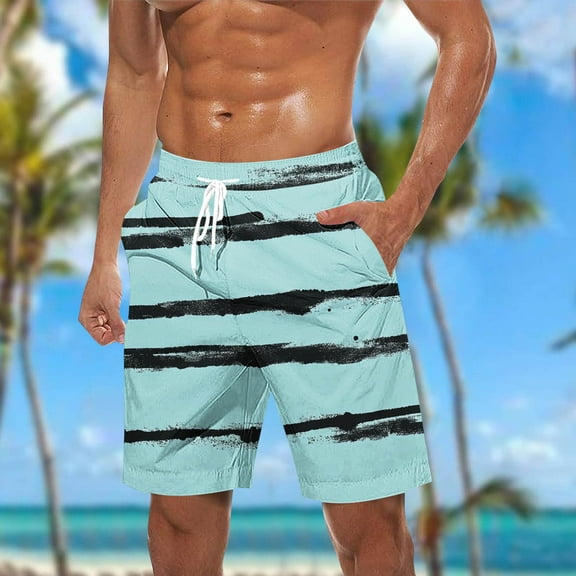 Viikei Men's Shorts in Lightweight Fabric for Comfort,Men Casual Fashion Print Shorts with Pockets Elastic Waist Beach Pants Mint Green XL