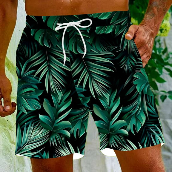 Viikei Men's Shorts in Various Lengths for Different Styles,Men's Special Print Beach Casual Trouser Shorts Pants Black S