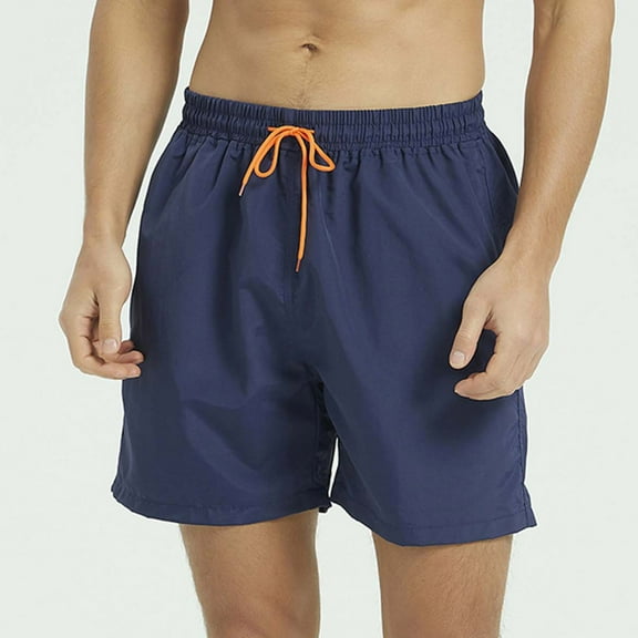 Viikei Men's Shorts with Drawstring Waist,Men Casual Fashion Sports-dry Elastic Mid-waist Lace-up Shorts Dark Blue XL