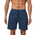 thumbnail image 1 of Viikei Men's Shorts with Multiple Colors,Men's Fashion Casual Solid Color Drying Elastic Rope Waist Casual Sports Shorts Navy M, 1 of 8