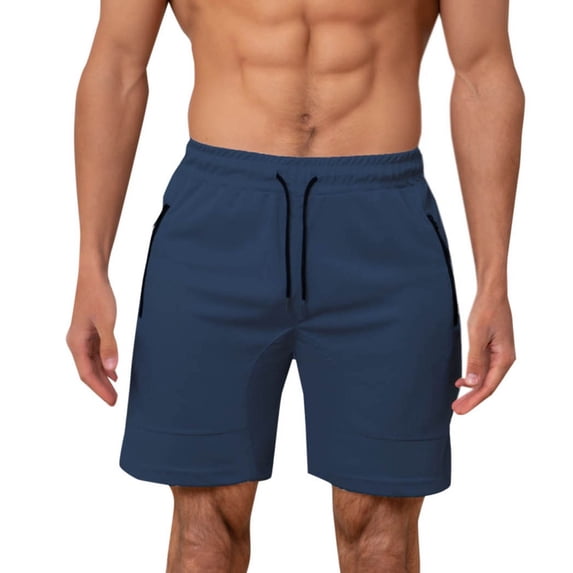 Viikei Men's Shorts with Multiple Colors,Men's Fashion Casual Solid Color Drying Elastic Rope Waist Casual Sports Shorts Navy M