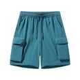 thumbnail image 1 of Viikei Men's Solid Color Shorts,Mens Casual Fashion Solid Drawstring Elastic Waist Multiple Pockets Shorts Light Blue M, 1 of 2