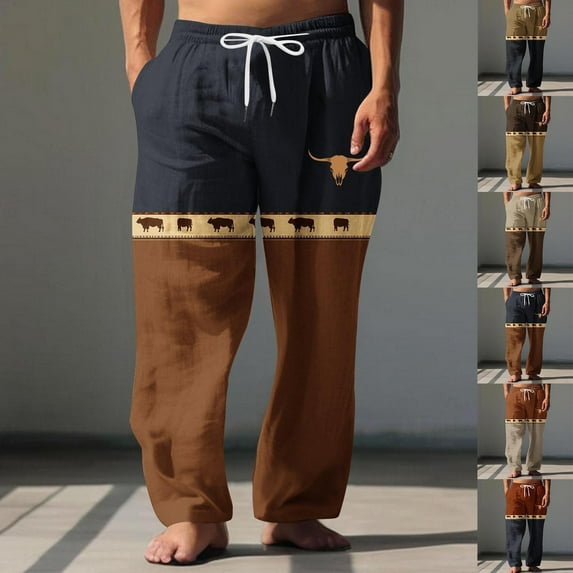 Viikei Men's Tapered Jogger Pants Fit,Men's Elastic Waist Blended Breathable Comfortable Soft Beach Casual Trousers Full Length Pants Yellow XL