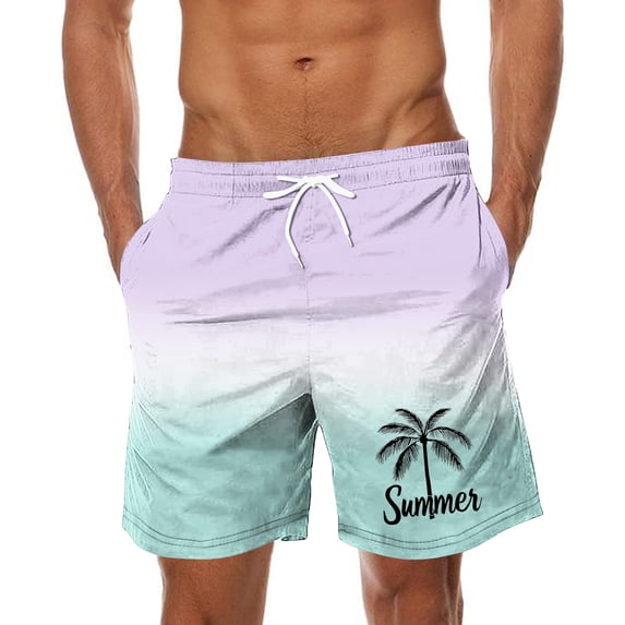 Viikei Men's and Big Men's Pull on Performance Shorts,,Men Fashion Printed Elastic Waistband Drawstring Pocket Beach Pants Green M