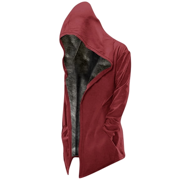 Viikei Mens Coats Outerwear Winter Mens Winter Coats Men's Winter Long Sleeved Cardigan Pockets Solid Color Warm Plush Hooded Jacket Fleece Sweater Coat