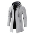 thumbnail image 1 of Viikei Mens Coats Outerwear Winter Mens Winter Coats Men's solid color hooded jacket windbreaker mid-length hooded jacket Casual, 1 of 3